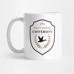 Silly Goose University - Flying Goose Emblem With Golden Details Mug